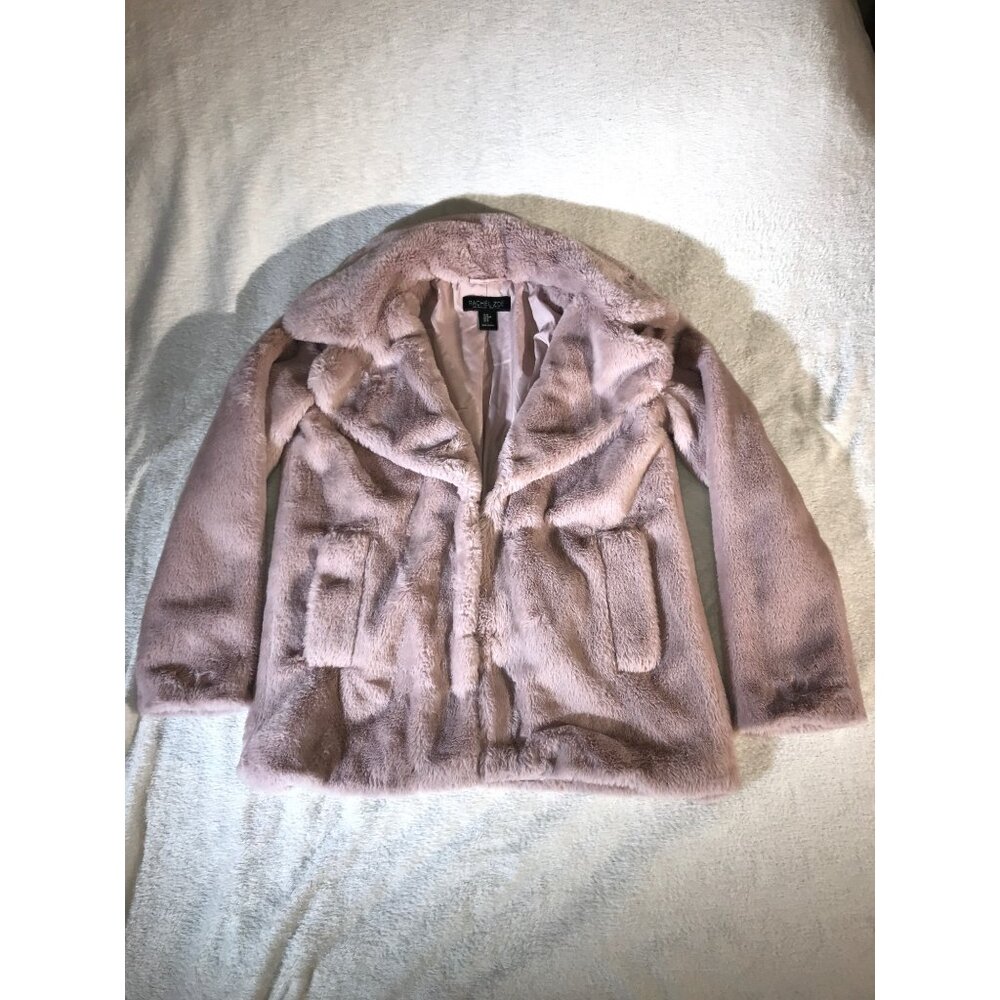 Rachel Zoe Women's Soft Powder Pink Faux Fur Cozy Jacket Winter Coat